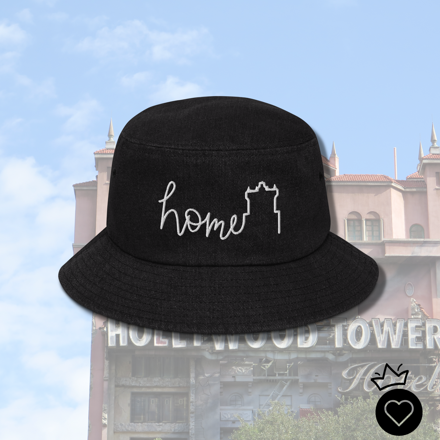 Scary Tower Home Denim bucket hat